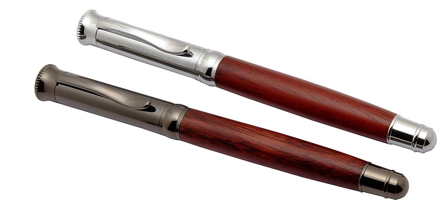 

Set Of 2 - Executive Rosewood Wooden Roller ball Pens With Steel Gunmetal Cap