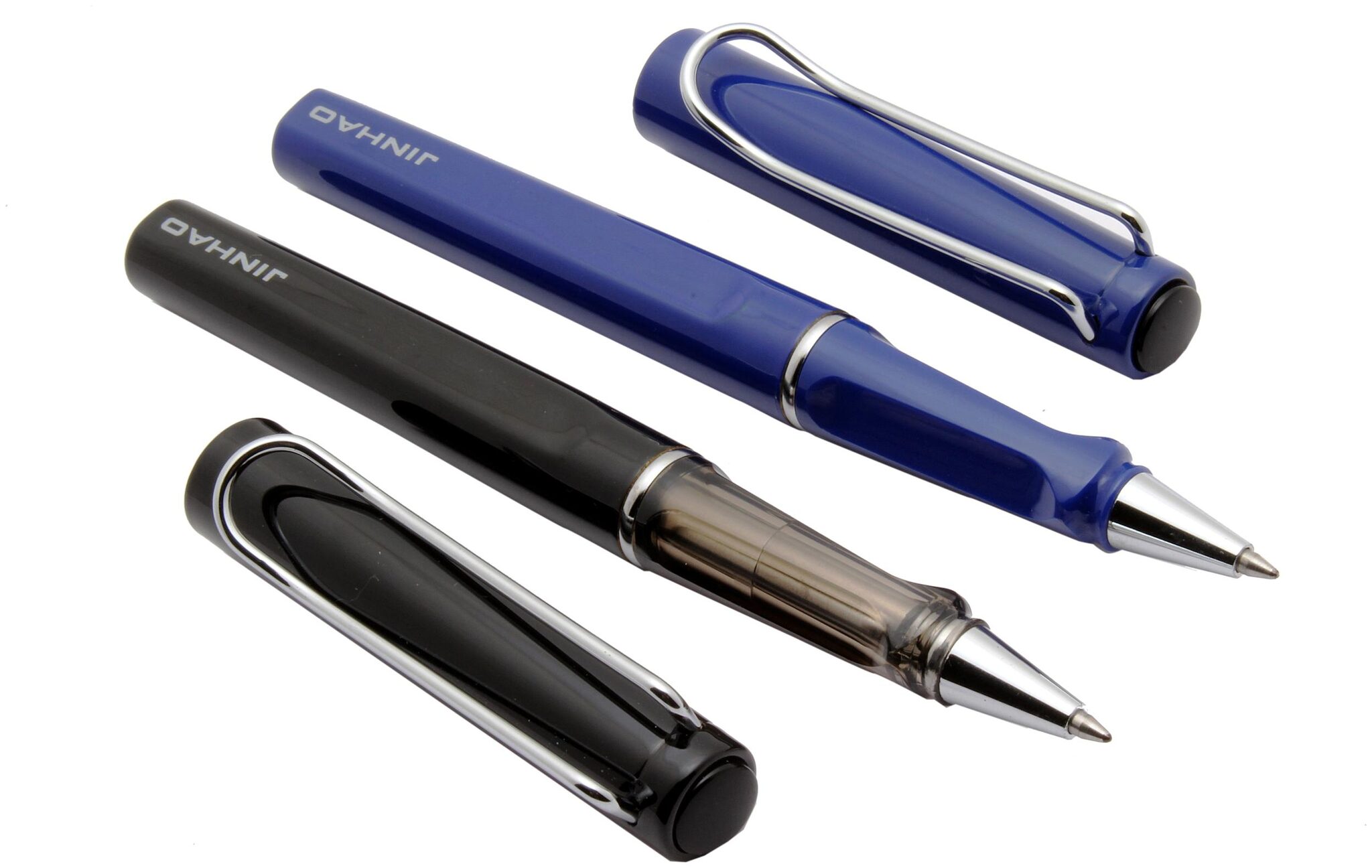 

SRPC Set Of 2 Royal 599 Standard Shine Black Blue Signature Roller Ball Pens Chrome Trims