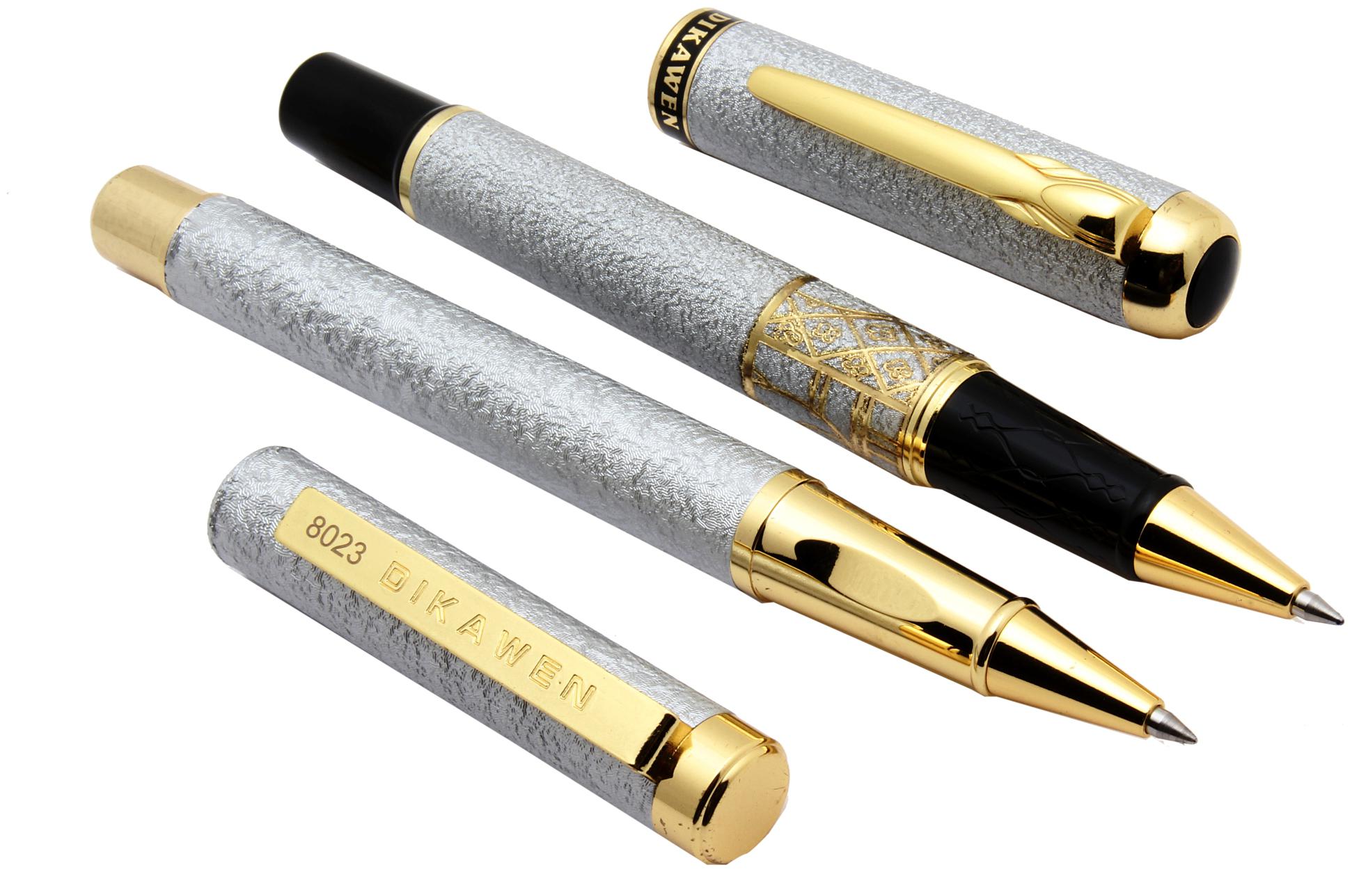

SRPC Set Of 2 - Royal Shimmery Sand Roller Ball Pens Golden Trims Designer Gift