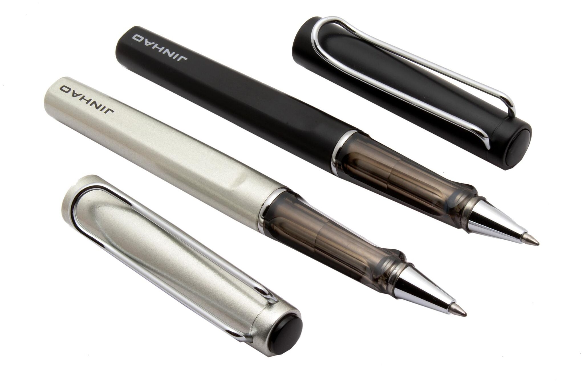 

SRPC Set Of 2 Royal Standard Shine Black Silver Signature Roller Ball Pen Chrome Trims