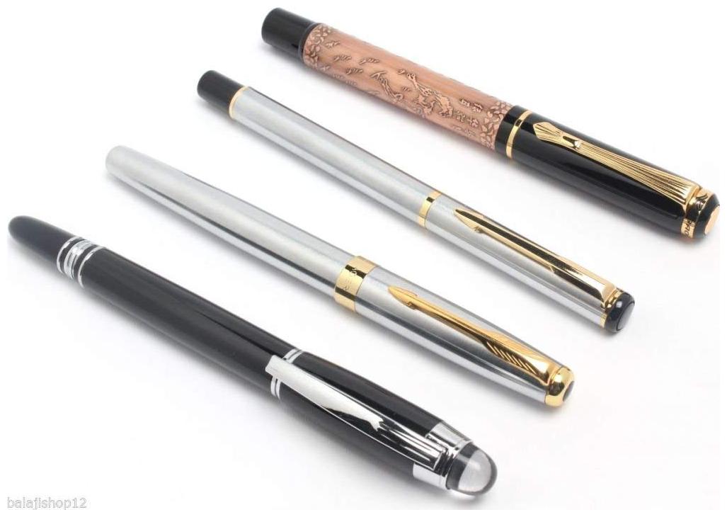 

Set Of 4 - Stylish Designer Rollerball Pen Metal Body Smooth Writing Special Gift Set