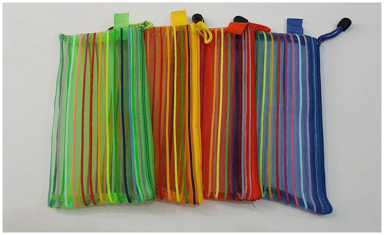 

Shree Krishna Handicrafts And Gallery Pack Of 12 Transparent Zippered Nylon Mesh Multi Purpose Pouch Return Gift For all Age Groups (Assorted Color Size 11 x 22 CM)