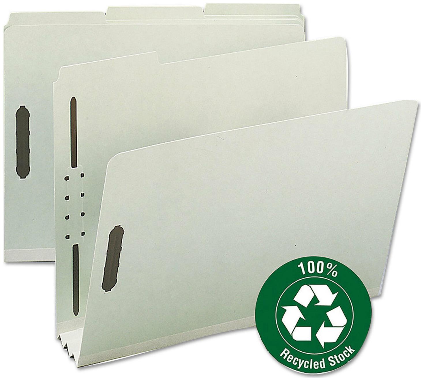 

Smead Recycled Pressboard Fastener Folders Letter 3 Exp Gray Green 25 Box
