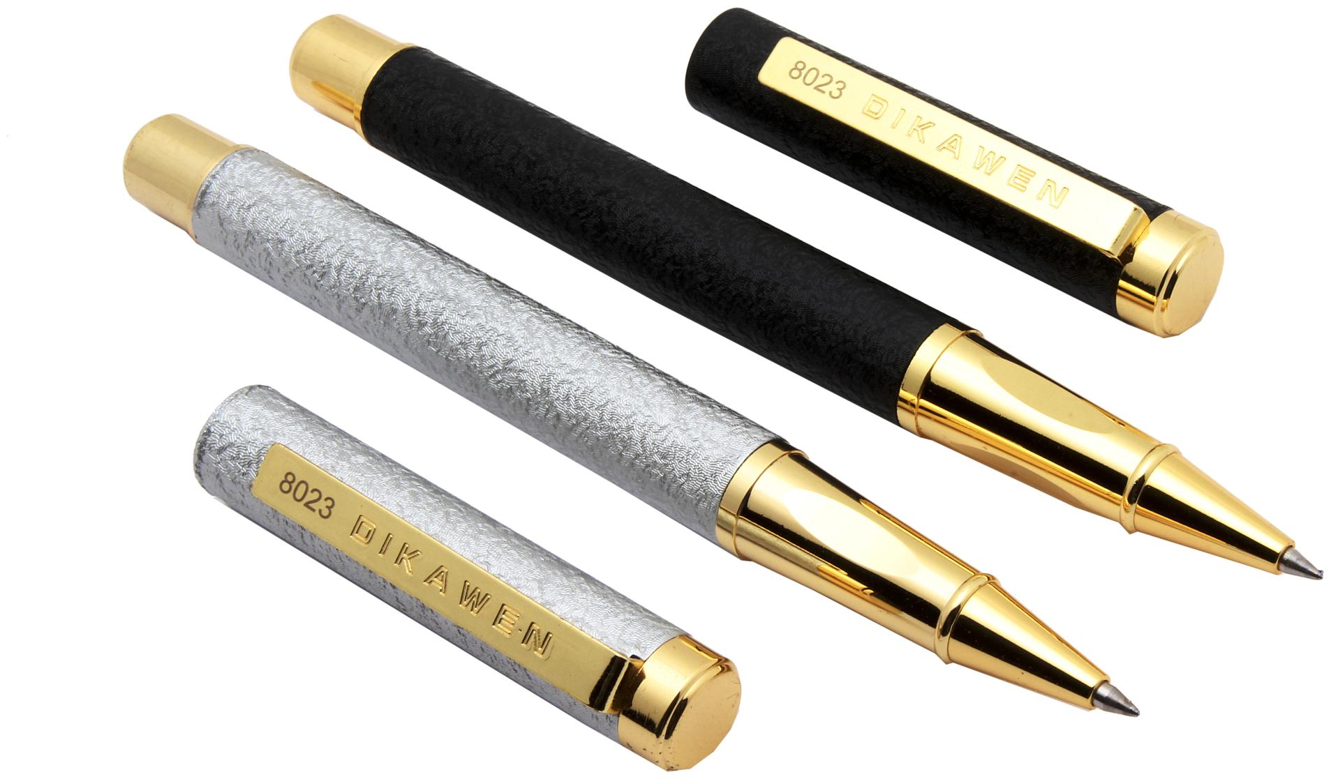 

SRPC Set Of 2 - Executive Agenda Roller Ball Pens Matt Silver Black With Golden Trims