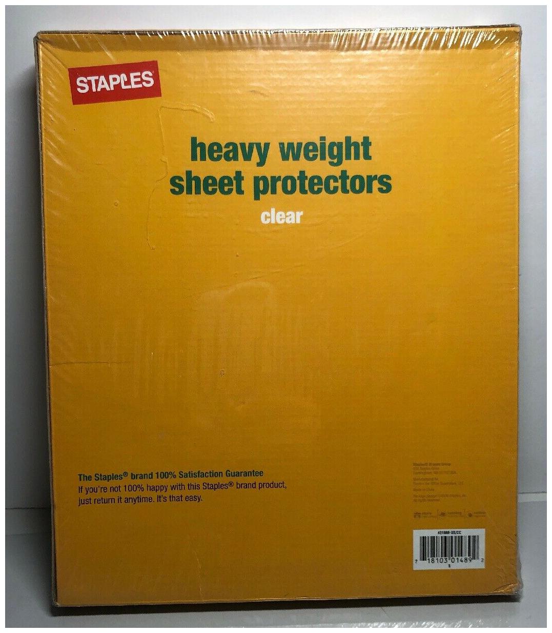 

STAPLES Clear Heavyweight Sheet Protectors 100 NEW Factory Sealed Box