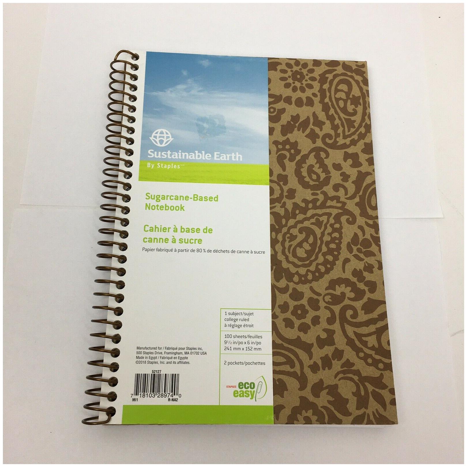 

Staples Sustainable Earth 1-Subject Wirebound Notebook Brown 8-1 2x11 Paisley