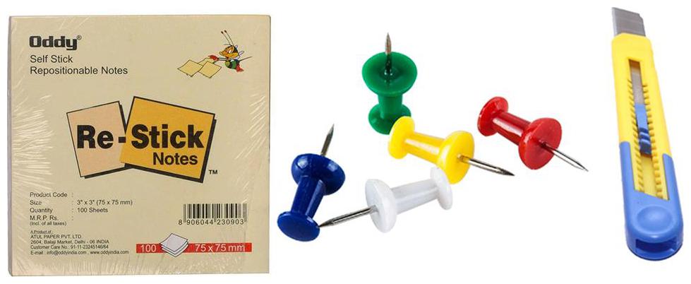 

Sticky Notepad With 50 Board Pin Paper Cutter