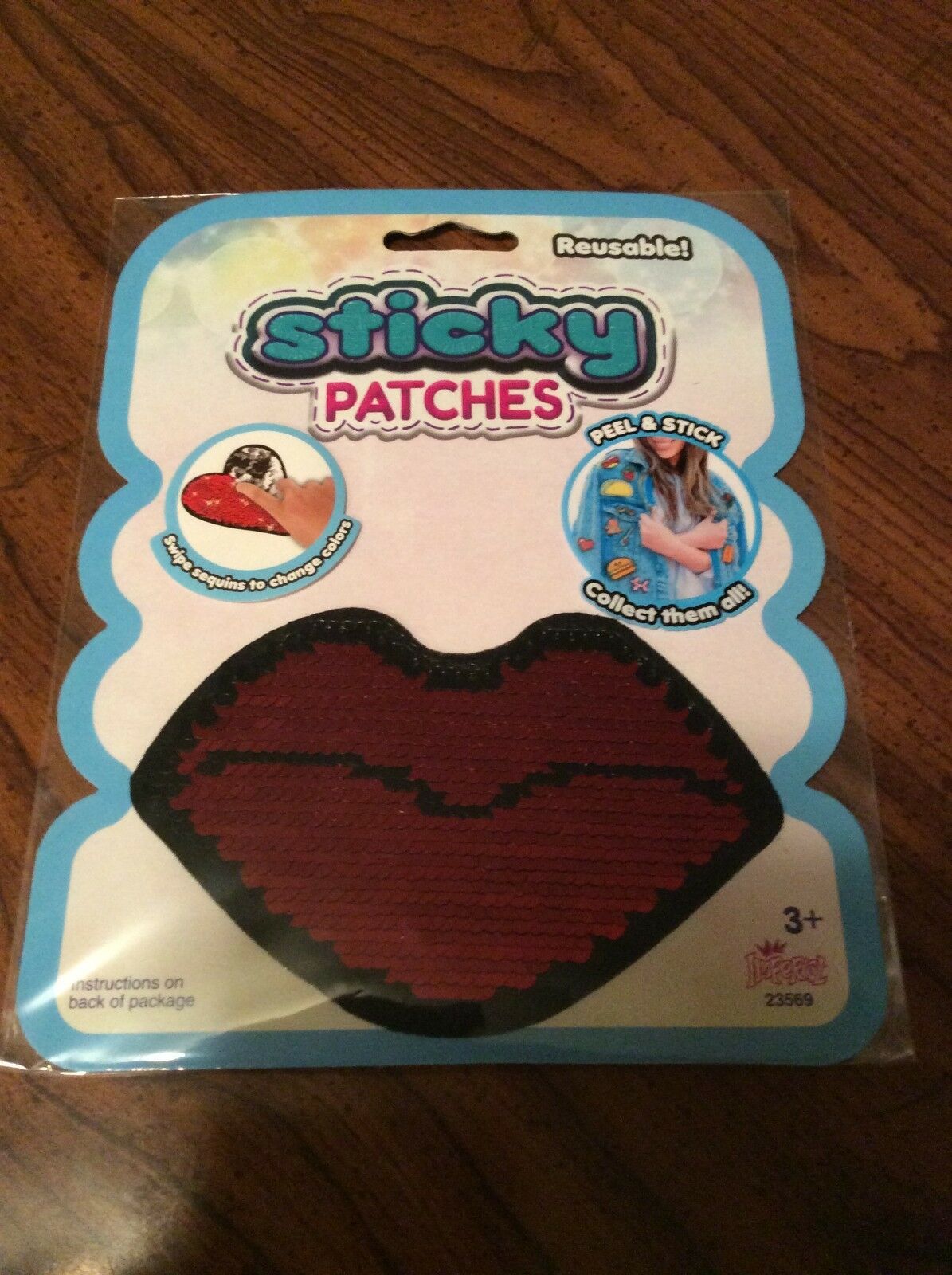 

STICKY PATCHES Reusable peel stick patch - RED SEQUIN LIPS - Color Changing