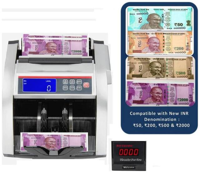 SToK ST-MC03 Note Counting Machine with Fake Note Detector & LCD Display + Color Changing Display- 1 Year Warranty - (Compatible with New Currency - Rs. 50, 200, 500 & 2000 denomination)