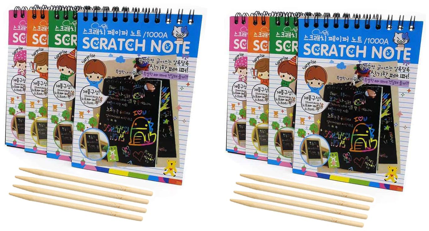 

Store2508 Scratch Note Diary Notebook - Colorful Scratch Art Activity Book for Creative Kids of All Ages (Pack of 8)