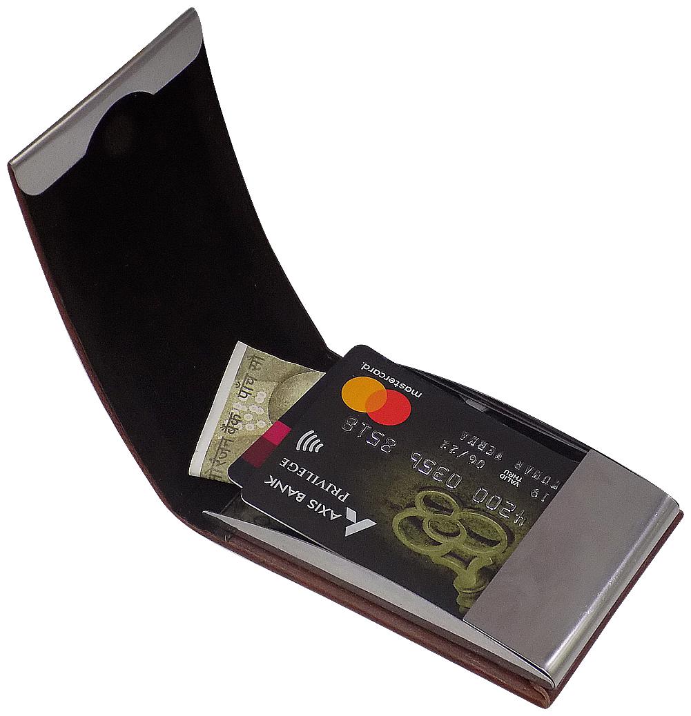 

Style Shoes Rfid Protected Slim Stainless Steel Debit Credit 6 Card Holder