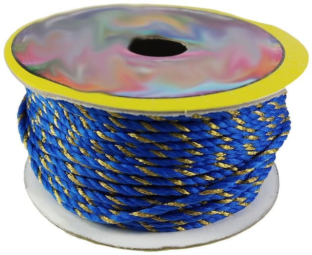 Stylewell (Blue & Gold) Color 18 Mtr. Resham Zari Twisted Thread/Dori Lace For Sewing Making Scrap Booking;Handicrafts & Craft Diy Projects