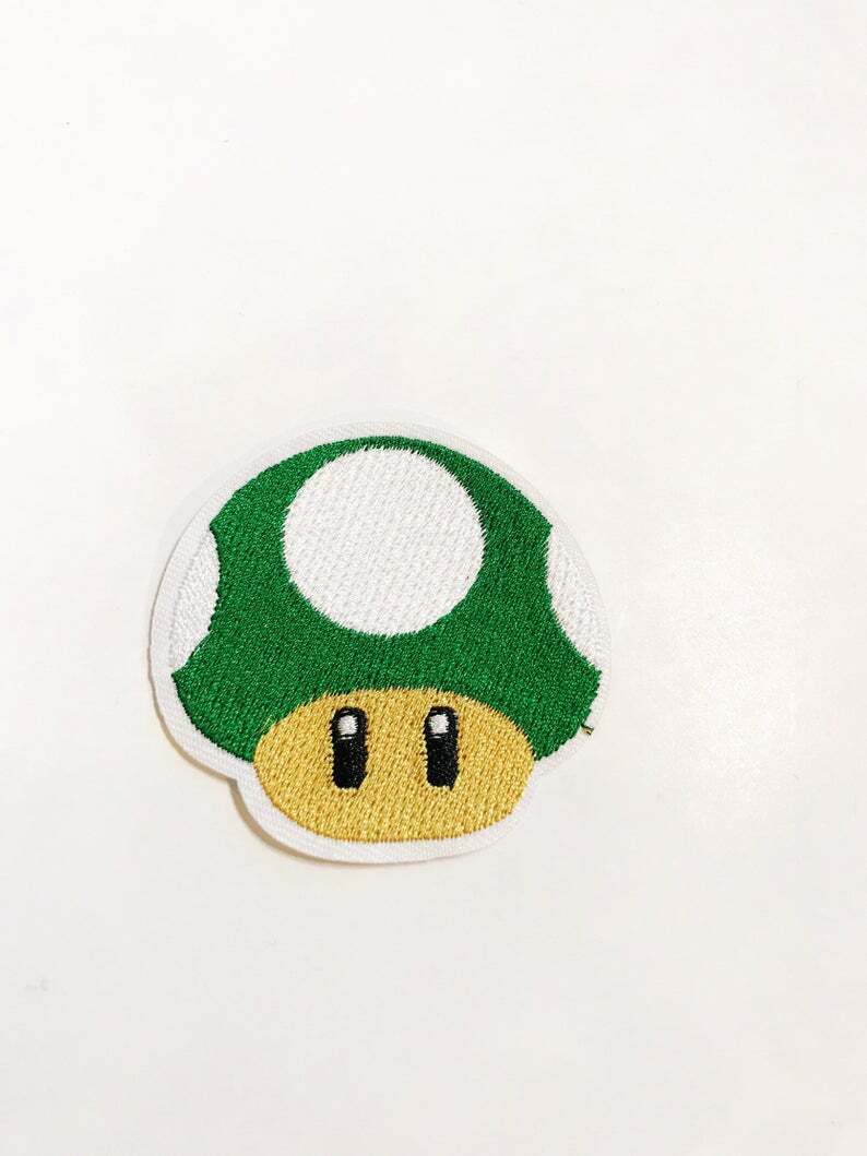 

Super Mario Green Mushroom Iron On Patch Embroidered Applique Patches Nintendo