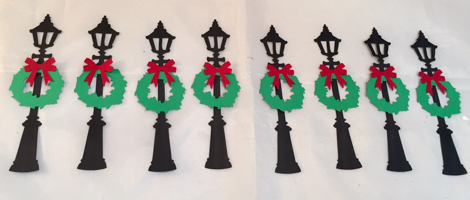 

Tim Holtz Christmas Die Cuts Holiday Lamp Post 2 Set of 8 Black Cardstock