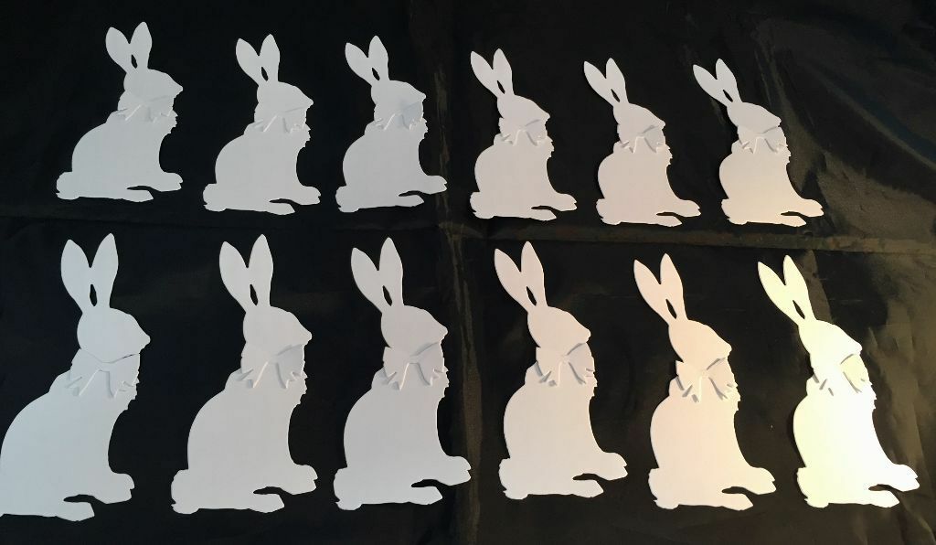 

Tim Holtz Die Cuts Cottontail White Cardstock 12 Bunnies Cute New