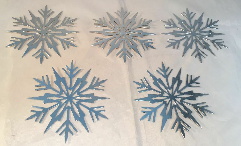 

Tim Holtz Die Cuts Ice Flake Metallic Silver Cardstock Set of 5 New