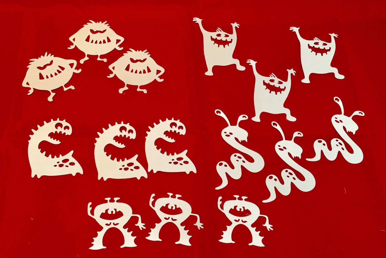 

Tim Holtz Halloween Die Cuts Silly Monster White Cardstock 15 Monsters