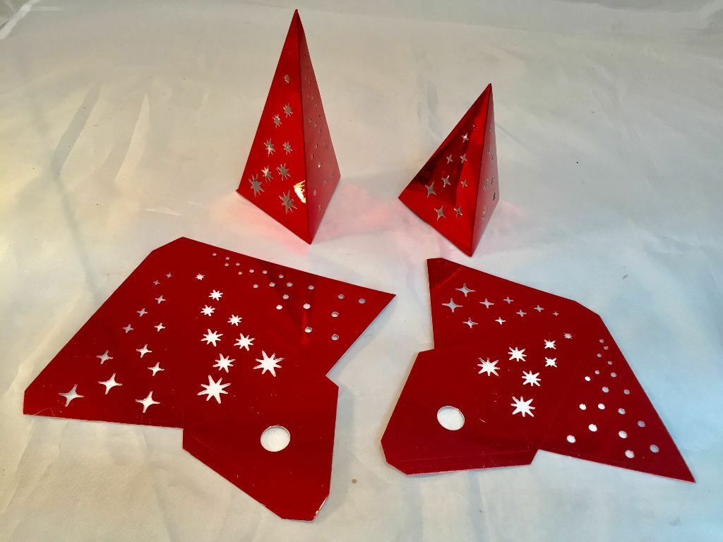 

Tim Holtz Holiday Die Cuts Shiny Red Metallic Tree Lights Set of 4 New
