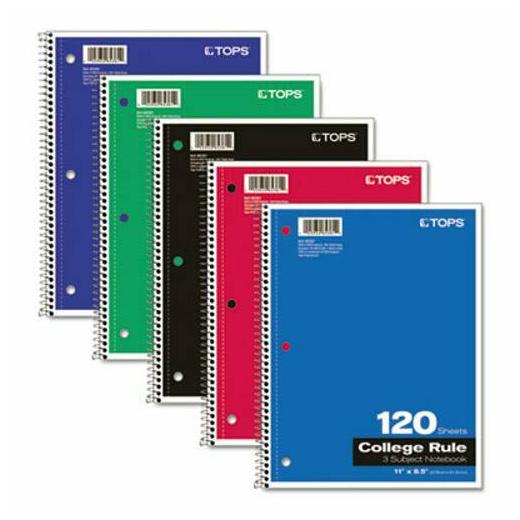 

Tops Wirebound 3-Subject College Rule Notebook White 120 Sheets (TOP65361)