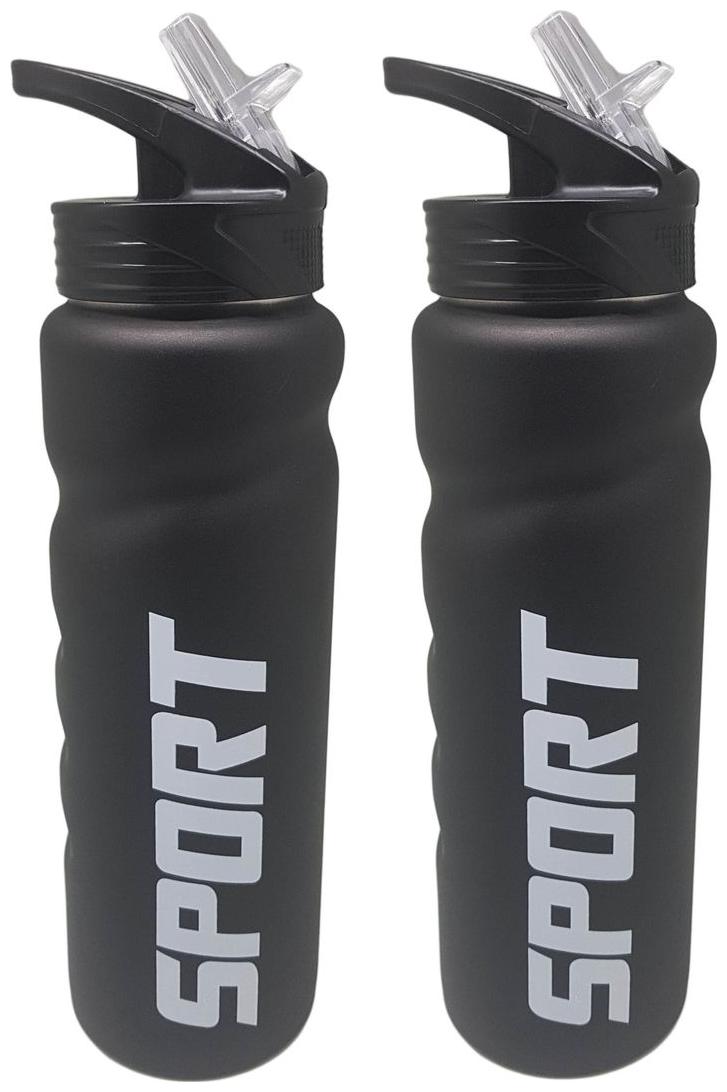 

Tuelip Stainless Steel Sports water Bottle With Sipper Black 750 ml (Set Of 2)