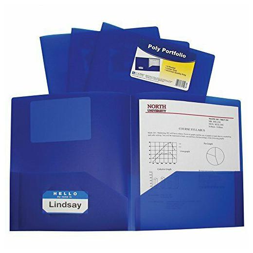 

Two-Pocket Heavyweight Poly Portfolio Folder Blue (Set of 18 Folders)