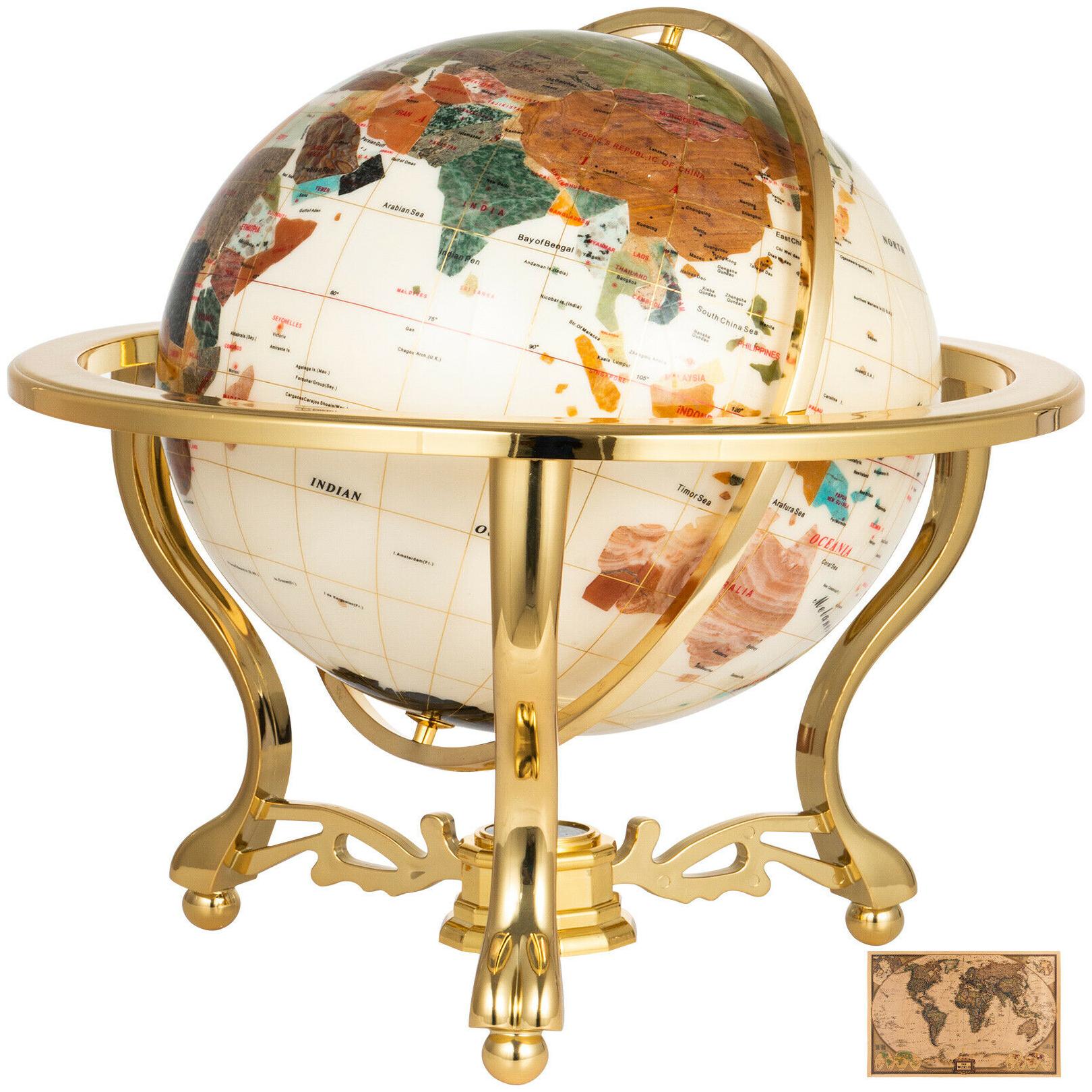 

Unique 21 Tall Tripod Gold Leg table World Map Globe