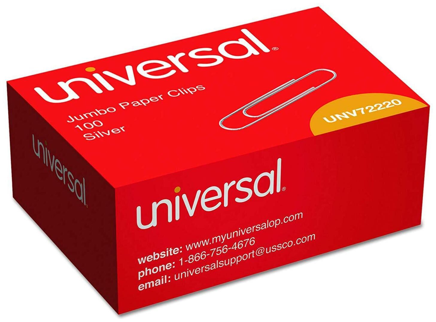 

Universal Smooth Paper Clips Wire Jumbo Silver 100 Box 10 Boxes Pack UNV72220