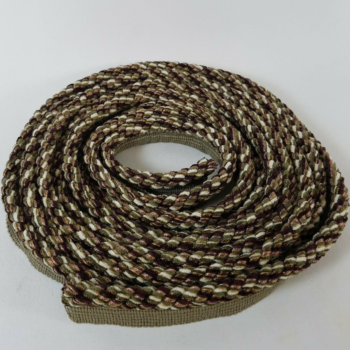 

Upholstery Pillow 1 2 Lip Trim Braid Green Purple White Metallic 4 2 3 yds