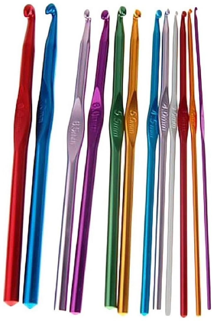 

Vardhman Hard-Anodized Aluminum Multicolor Crochet Hooks Needle (2 0 to 8 0 mm) Pack of 12