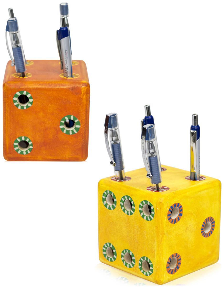 

Vareesha Hand Crafted Dice Pen Stand Set Of Two