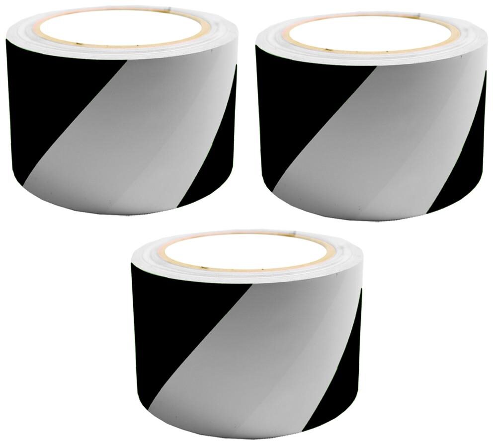 

VCR Black White Floor Marking Tape - 23 Meters in Length 96mm 4 Width - 3 Rolls Per Pack