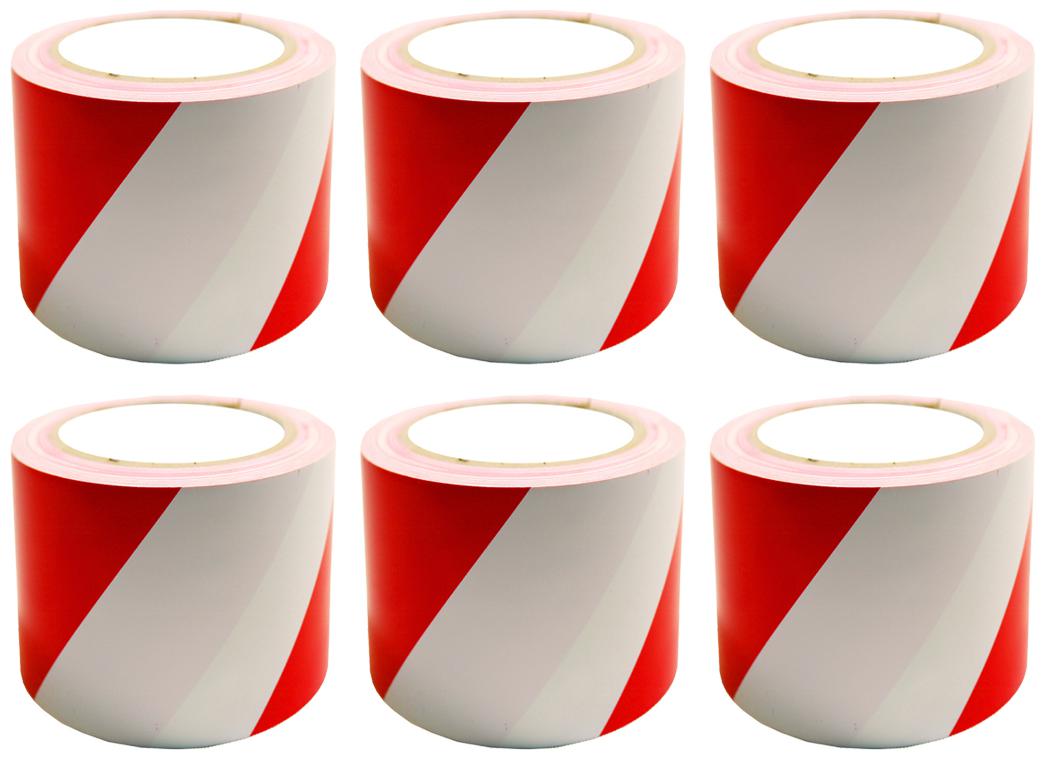 

VCR Red White Floor Marking Tape - 23 Meters in Length 96mm 4 Width - 6 Rolls Per Pack