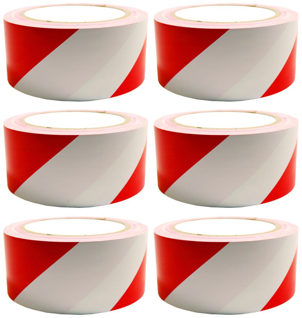 

VCR Red White Floor Marking Tape - 23 Meters in Length 48mm 2 Width - 6 Rolls Per Pack
