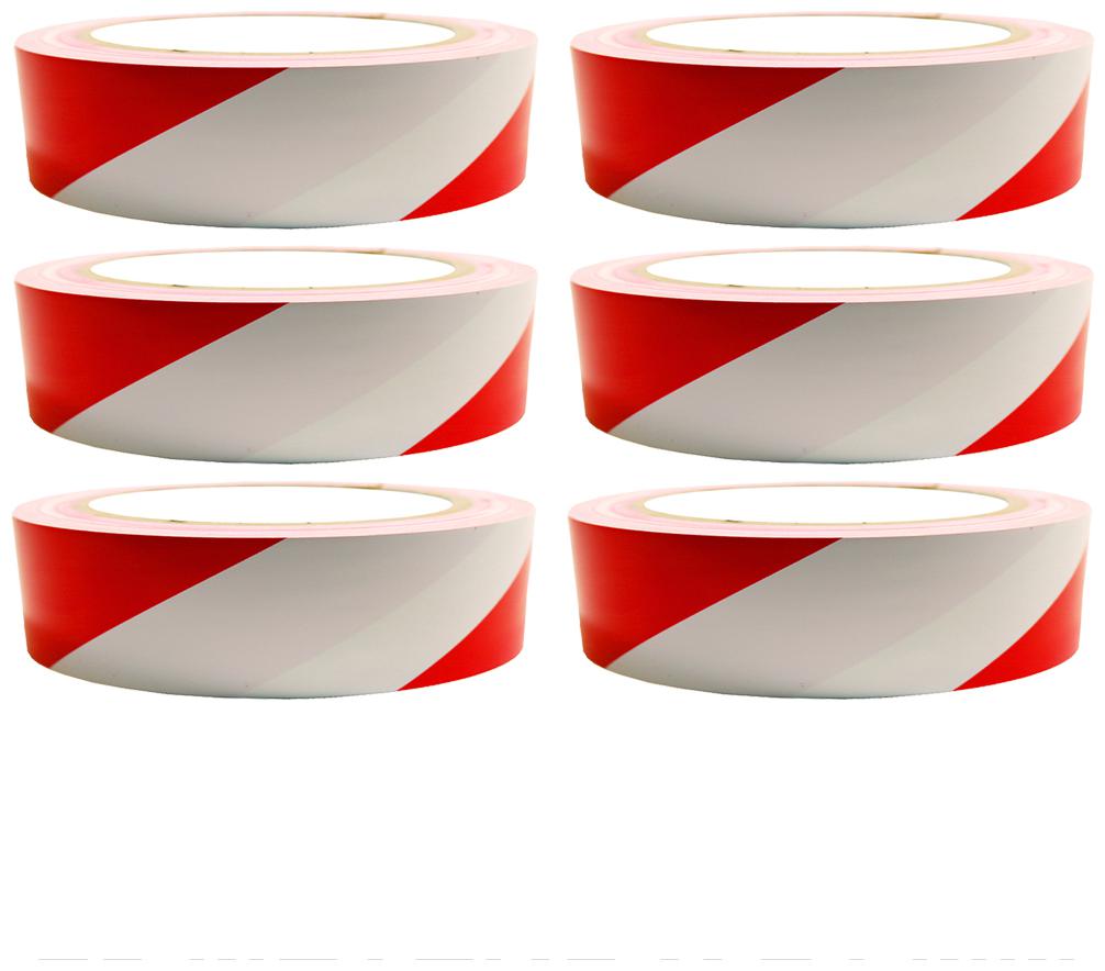 

VCR Red White Floor Marking Tape - 23 Meters in Length 24mm 1 Width - 6 Rolls Per Pack