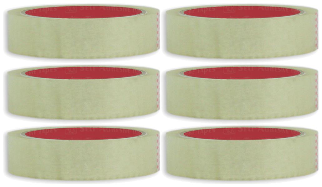 

VCR Self Adhesive Transparent Cello Tape - 100 Meters In Length - 24mm 1 Width - 6 Rolls Per Pack