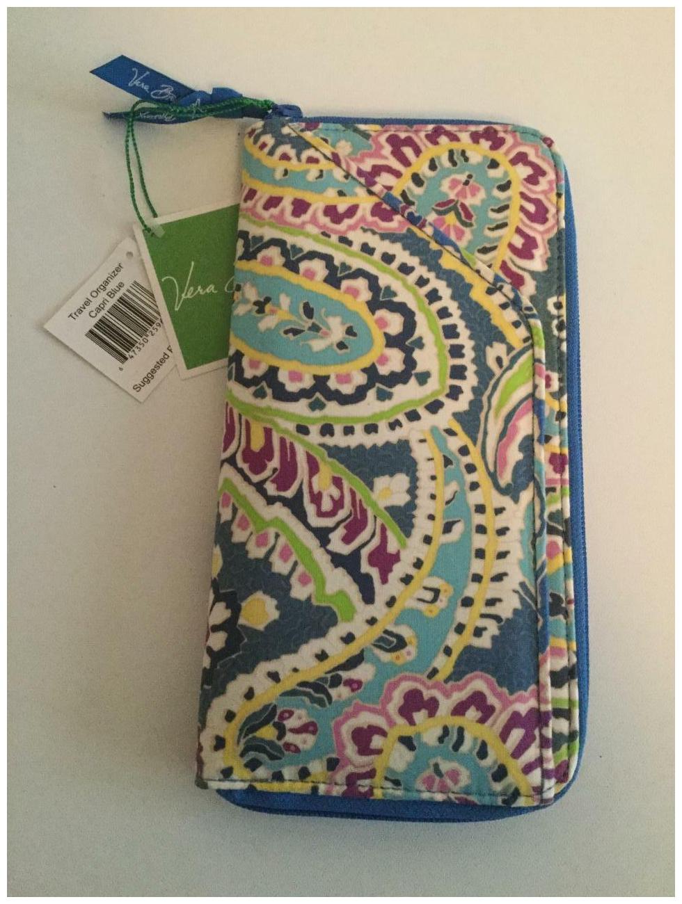 

Vera Bradley Capri Blue Travel Organizer Passport Wallet NWT