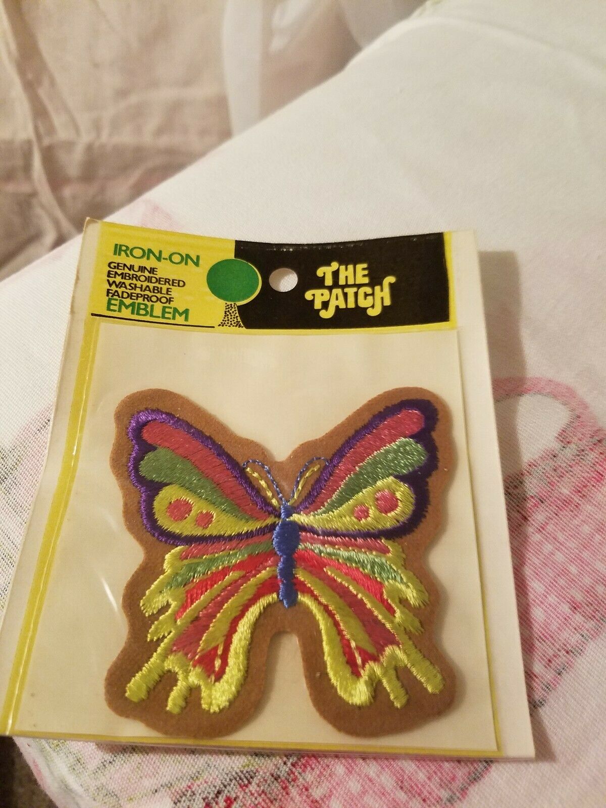 

Vintage NOS Butterfly Iron on Patch Embroidered Colorful Blue Purple Pink Green