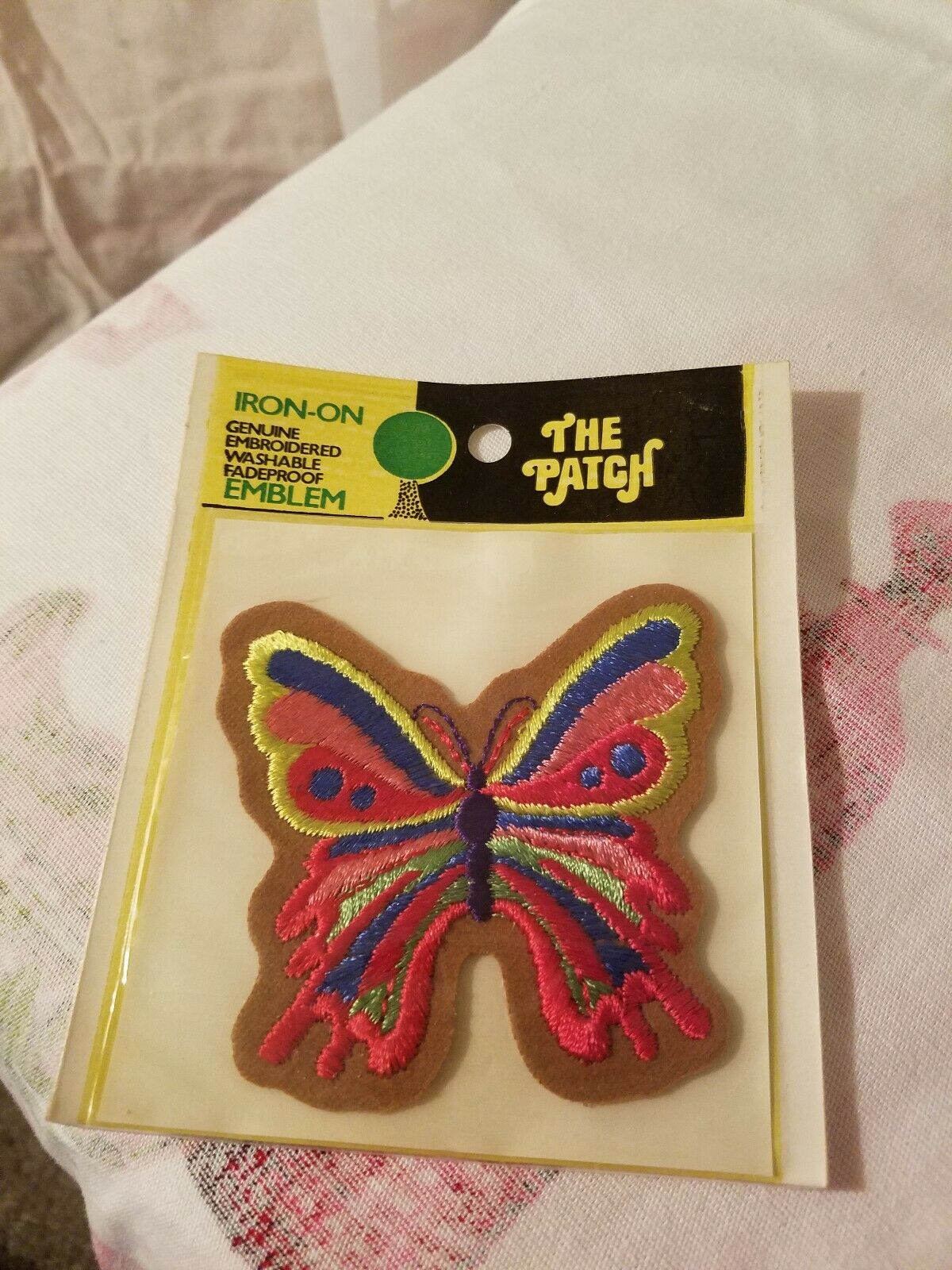 

Vintage NOS Butterfly Iron on Patch Embroidered Colorful Blue Purple Pink Green