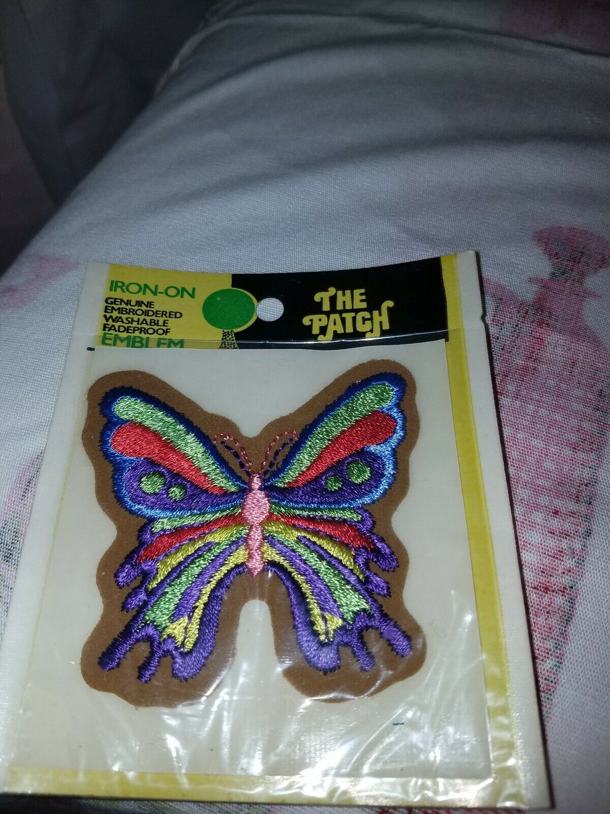 

Vintage NOS Butterfly Iron on Patch Embroidered Colorful Blue Purple Pink Green
