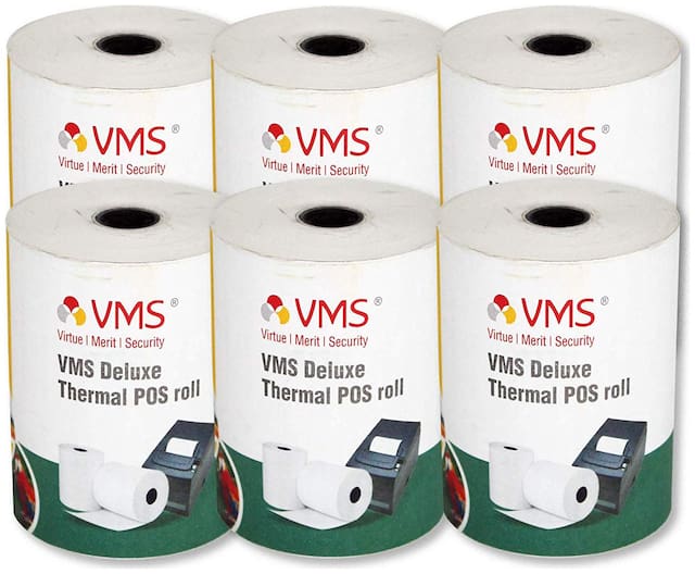 VMS Deluxe Thermal Paper Roll / POS Roll 78mm x 50m (Pack of 6)
