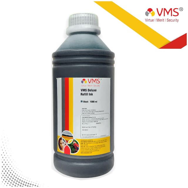 VMS Deluxe Black Refill Ink for HP, EPSON and All Inkjet Printers 1000 ML