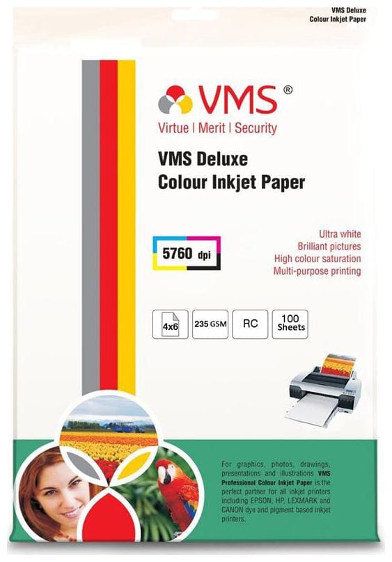 VMS Deluxe 235 GSM 4R (4 x 6) Photo Paper High Glossy (100 Sheets)
