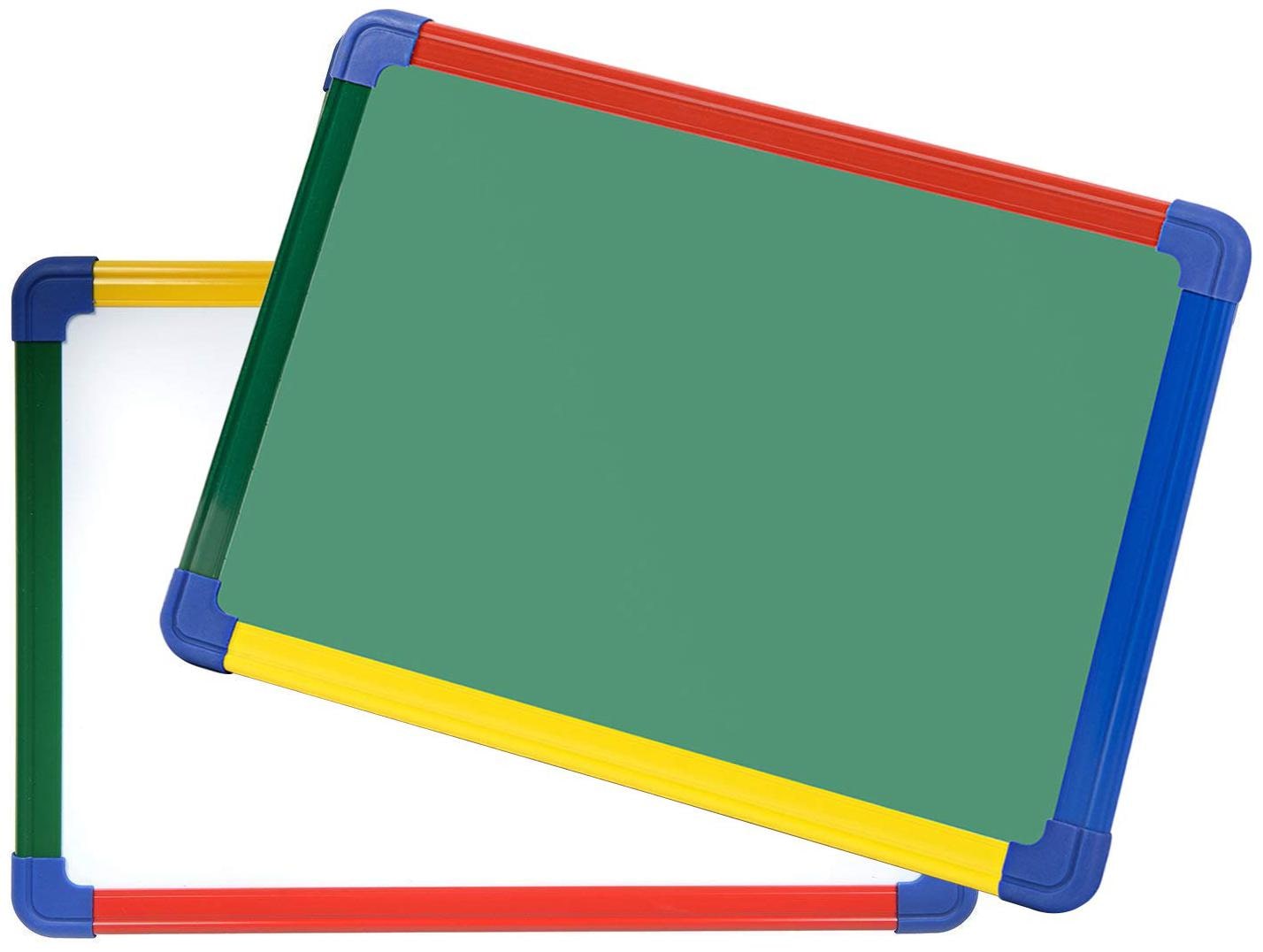 

VMS OfficeBuddy Dual-Sided Magnetic White Board Chalk Board with lightweight Aluminium Frame for Kids Home School - 2 x 1 5 Feet (Pack of 4)