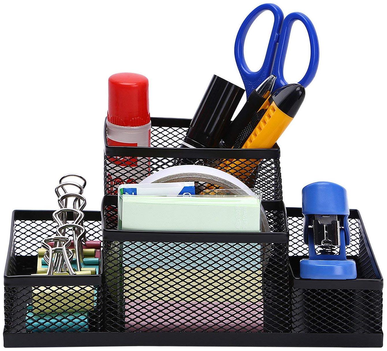 

VMS OfficeBuddy Metal Mesh Desk Organiser 4 Compartments (Black)