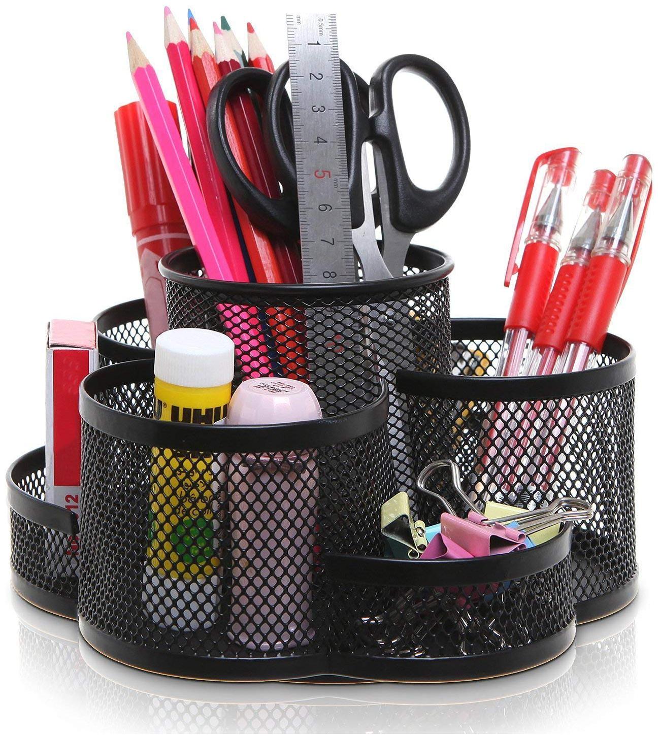 

VMS OfficeBuddy Metal Mesh Desk Organiser 7 Compartments (Black)