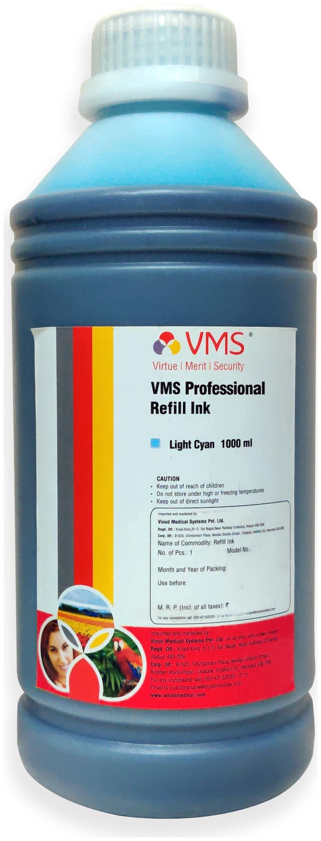 VMS Professional Light Cyan Refill Ink for HP, EPSON and All Inkjet Printers 1000 ML