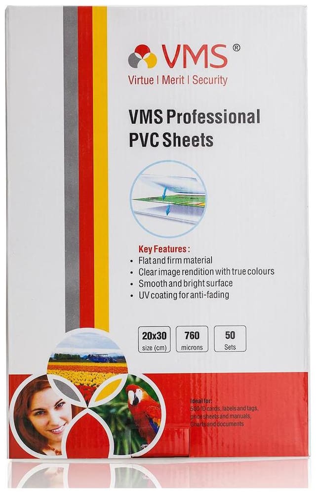 VMS Professional PVC Card without Chip Contact smart card, Aadhar Card, College ID, Gate Pass,Blank Card, Contact IC Card, white printable blank Smart contact IC card ( Pack of 50 card)