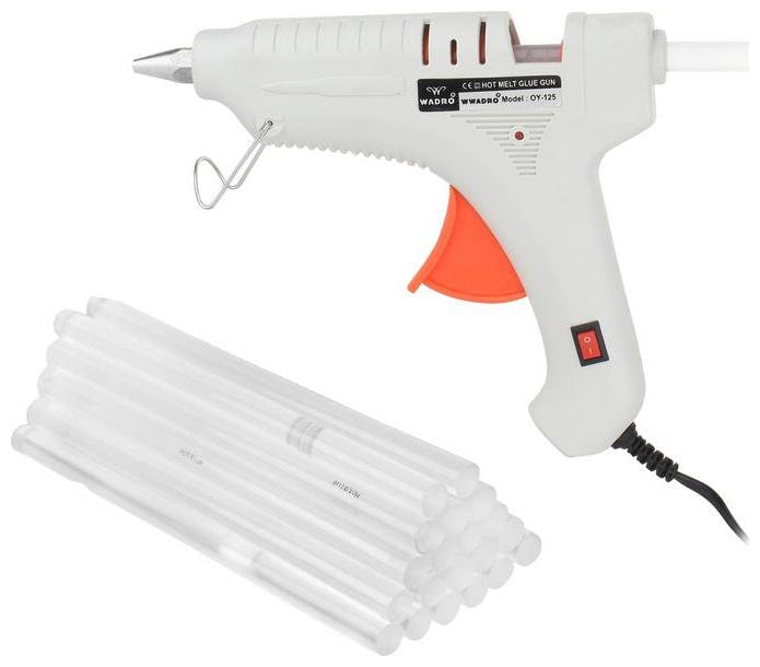

W WADRO - 100 W Fiber Hot Melt Glue Gun Electronic PTC Heating Technology for DIY Craft Work (ASSORTED)(20 Glue Sticks FREE)
