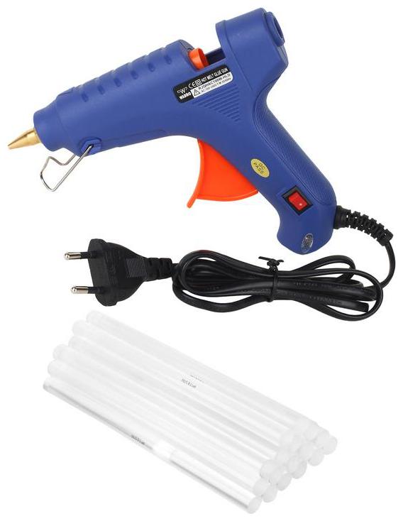 

W WADRO - 100W - 17 BIG Quality Glue Sticks COPPER NOZZLE Hot Melt Glue Gun Kit (Blue)