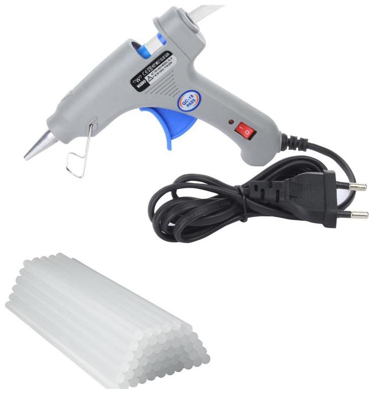 

W WADRO 20W 20 WATT 7MM HOT MELT Glue Gun with ON OFF Switch and LED Indicator (FREE 28 Transaparent Glue Sticks)